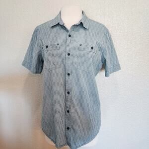 Toad & Co Blue Striped Button Down Short Sleeve Size M